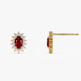 14k Oval Cut Ruby Earrings with Diamonds  Ferkos Fine Jewelry