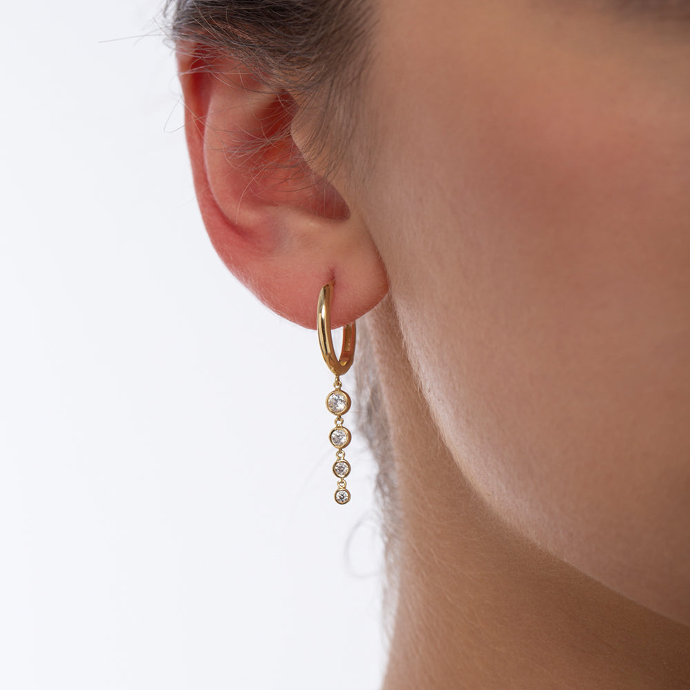 Diamond Drop Chain Earrings, Yellow Gold / 14K / Lab Grown