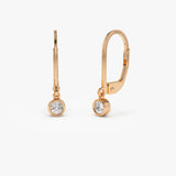 14k Lever Back Bezel Setting Diamond Earrings 14K Rose Gold Ferkos Fine Jewelry