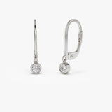 14k Lever Back Bezel Setting Diamond Earrings 14K White Gold Ferkos Fine Jewelry