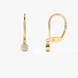 14k Lever Back Bezel Setting Diamond Earrings  Ferkos Fine Jewelry