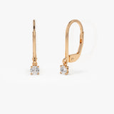 14k Lever Back Prong Setting Diamond Earrings 14K Rose Gold Ferkos Fine Jewelry