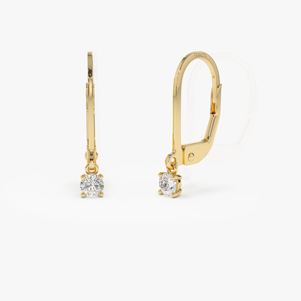 14k Lever Back Prong Setting Diamond Earrings 14K Gold Ferkos Fine Jewelry