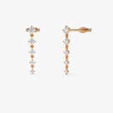 14k Dangling 4 Prong Diamond Drop Earrings 14K Rose Gold Ferkos Fine Jewelry