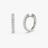 14k Diamond Huggies Earrings 16MM 14K White Gold Ferkos Fine Jewelry