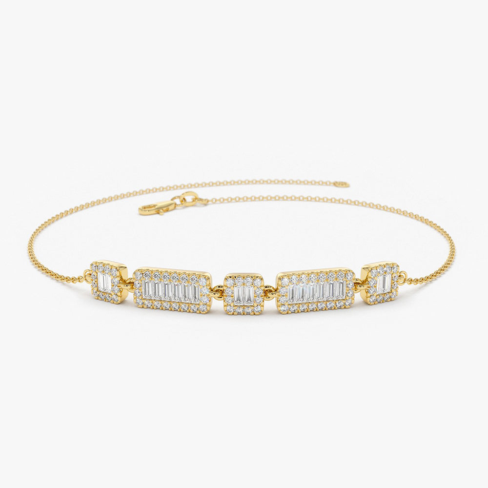 14K Baguette and Round Diamond Bracelet 14K Gold Ferkos Fine Jewelry