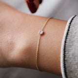 14K Gold Tiny Baguette and Round Diamond Station Bracelet  Ferkos Fine Jewelry