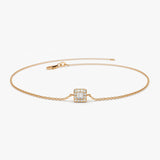 14K Gold Tiny Baguette and Round Diamond Station Bracelet 14K Rose Gold Ferkos Fine Jewelry