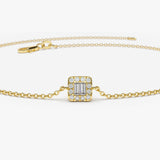 14K Gold Tiny Baguette and Round Diamond Station Bracelet  Ferkos Fine Jewelry