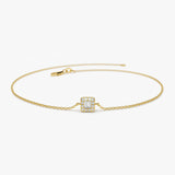 14K Gold Tiny Baguette and Round Diamond Station Bracelet 14K Gold Ferkos Fine Jewelry