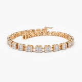 14K Baguette and Round Diamond Illusion Setting Tennis Bracelet 14K Rose Gold Ferkos Fine Jewelry