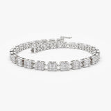14K Baguette and Round Diamond Illusion Setting Tennis Bracelet 14K White Gold Ferkos Fine Jewelry