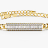 14k Baguette Diamond Bar Curb Link Bracelet  Ferkos Fine Jewelry