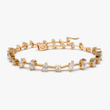 14k Gold Multi-Shape Slant Diamond Bracelet 14K Rose Gold Ferkos Fine Jewelry