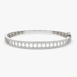 14K Baguette & Round Diamond Bangle Bracelet 14K White Gold Ferkos Fine Jewelry