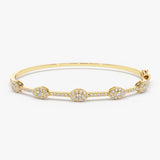 14k Marquise Shape Round Diamond Bangle Bracelet 14K Gold Ferkos Fine Jewelry
