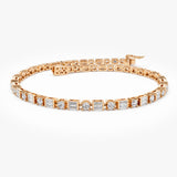 14k Baguette & Round Natural Diamond Tennis Bracelet 14K Rose Gold Ferkos Fine Jewelry