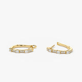 14K Gold Baguette And Round Diamond Earrings  Ferkos Fine Jewelry