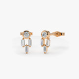 14k Unique Baguette Diamond Earrings 14K Rose Gold Ferkos Fine Jewelry