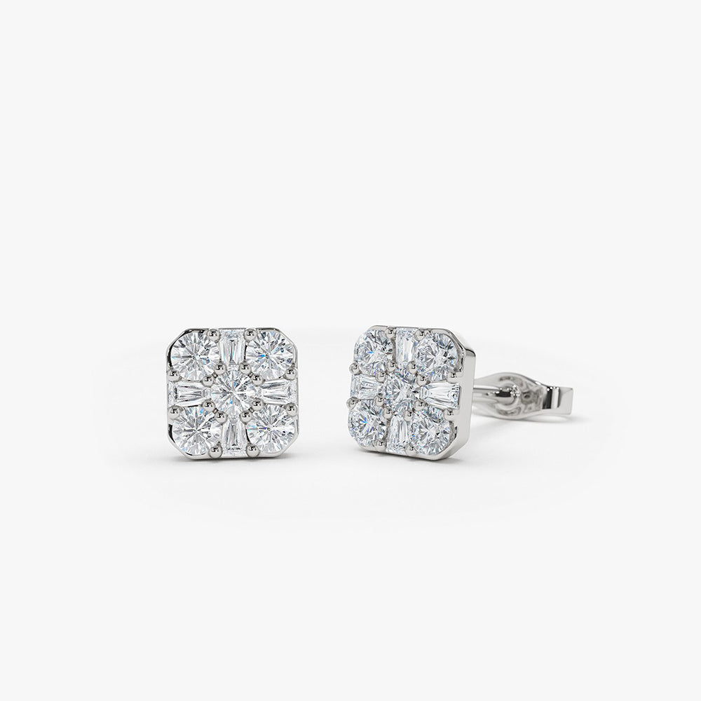 Square flat diamond earrings Clearance