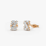 14K Baguette Diamond Mixed Shape Stud Earrings 14K Rose Gold Ferkos Fine Jewelry