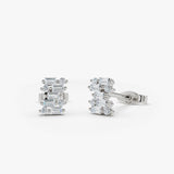 14K Baguette Diamond Mixed Shape Stud Earrings 14K White Gold Ferkos Fine Jewelry