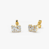 14K Baguette Diamond Mixed Shape Stud Earrings  Ferkos Fine Jewelry