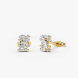 14K Baguette Diamond Mixed Shape Stud Earrings 14K Gold Ferkos Fine Jewelry