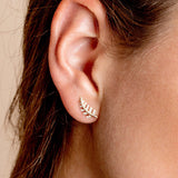 14k Gold Diamond Leaf Earrings  Ferkos Fine Jewelry