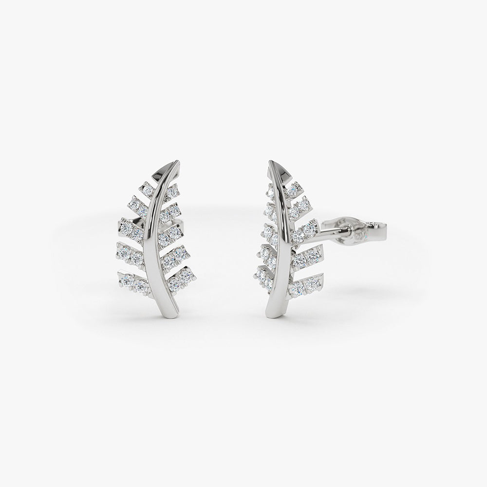 14k Gold Diamond Leaf Earrings – FERKOS FJ