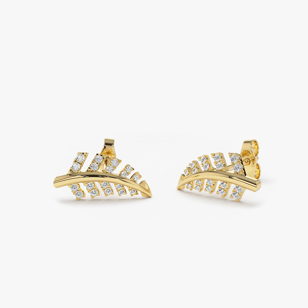 14k Gold Diamond Leaf Earrings – FERKOS FJ