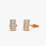14K Baguette Diamond Bar Earrings 14K Rose Gold Ferkos Fine Jewelry