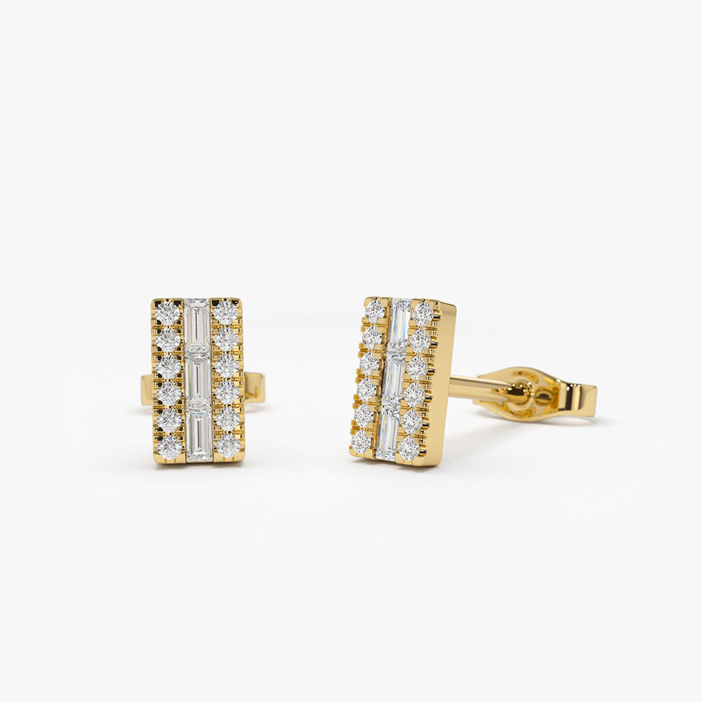 14K Baguette Diamond Bar Earrings 14K Gold Ferkos Fine Jewelry
