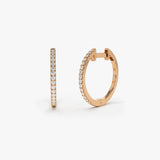 14k Medium Diamond Hoop Earrings 14K Rose Gold Ferkos Fine Jewelry