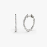 14k Medium Diamond Hoop Earrings 14K White Gold Ferkos Fine Jewelry
