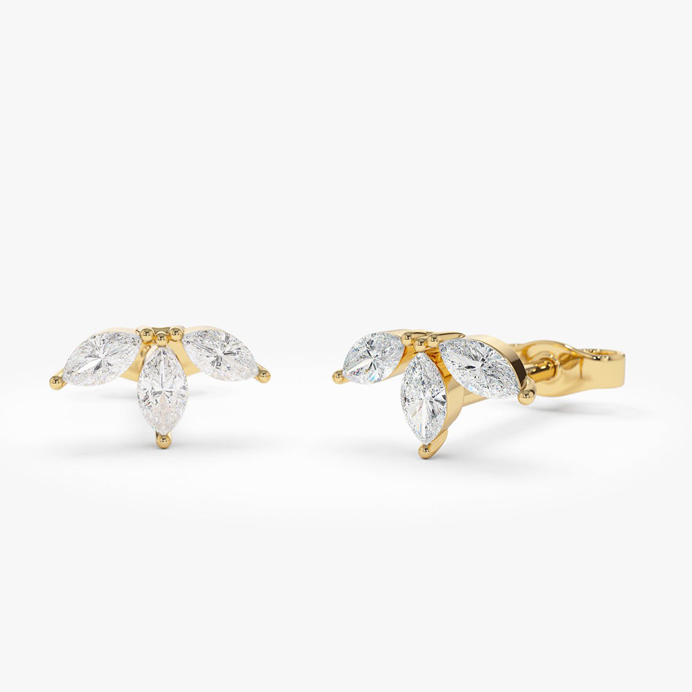 14k Marquise Crown Stud Earrings 14K Gold Ferkos Fine Jewelry