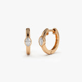 14K Bezel Setting Marquise Diamond Mini Hoops 14K Rose Gold Ferkos Fine Jewelry
