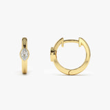 14K Bezel Setting Marquise Diamond Mini Hoops  Ferkos Fine Jewelry