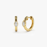 14K Bezel Setting Marquise Diamond Mini Hoops 14K Gold Ferkos Fine Jewelry