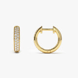 14k Double Row Micro Pave Petite Diamond Hoops  Ferkos Fine Jewelry