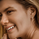 14k Double Hoop Diamond Earrings  Ferkos Fine Jewelry