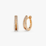 14k Double Hoop Diamond Earrings 14K Rose Gold Ferkos Fine Jewelry