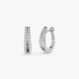 14k Double Hoop Diamond Earrings 14K White Gold Ferkos Fine Jewelry