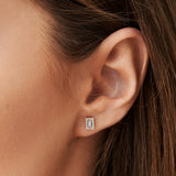 14k Baguette Diamond Halo Setting Diamond Studs  Ferkos Fine Jewelry