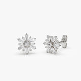14k Tapered Baguette Unique Diamond Earrings 14K White Gold Ferkos Fine Jewelry