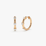 14k Prong Setting Diamond Hoop Earrings 14K Rose Gold Ferkos Fine Jewelry