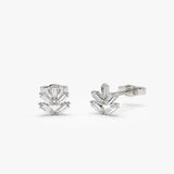 14k  Dainty Minimal Baguette Diamond Studs 14K White Gold Ferkos Fine Jewelry