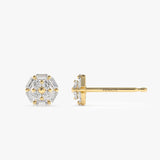 14k Gold Baguette and Round Diamond Cluster Studs  Ferkos Fine Jewelry