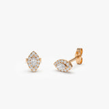 14k Marquise Diamond in Halo Setting Diamond Studs 14K Rose Gold Ferkos Fine Jewelry