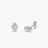 14k Marquise Diamond in Halo Setting Diamond Studs 14K White Gold Ferkos Fine Jewelry
